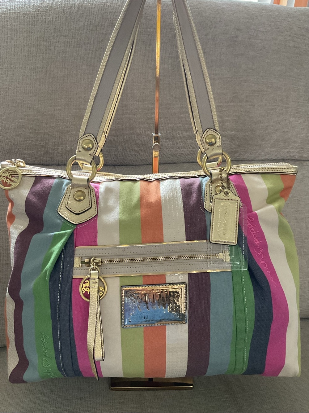 Coach Poppy Legacy Striped Tote